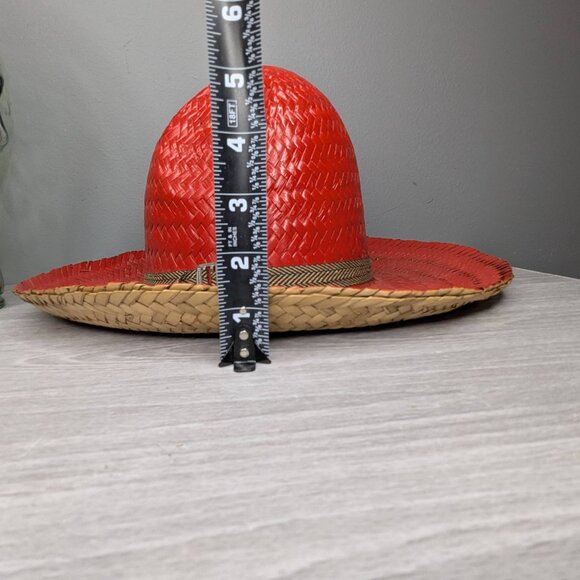 Vintage American Harvest Hat Co Sun Toppers Red Woven Straw Hat Size Medium - Picture 13 of 14